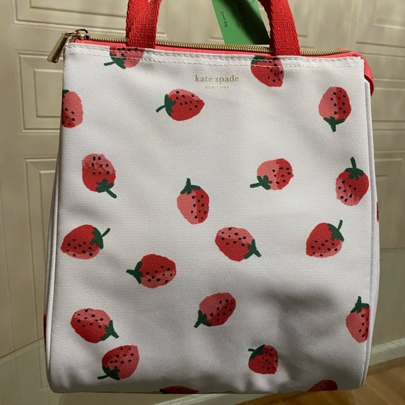 Kate Spade Insulated Lunch Tote Cooler Thermal Bag - New Pink 🍓 Print!! - Picture 5 of 9